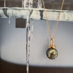 Pearl Pendant Tahitian with diamonds set in rosegold