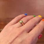 18 kt rose gouden ring met 0.25 ct diamant en halo van tsavoriet