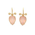 MOustachique rose kwarts aanhangers gezet in roodgoud